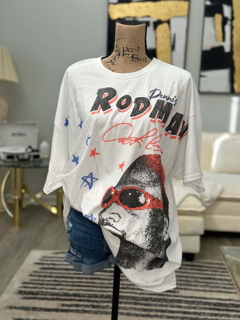 Philcos Dennis Rodman 2X White Graphic T-Shirt